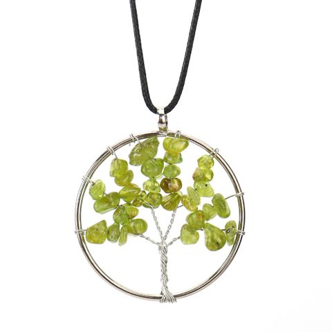 1 Piece Retro Leaf Natural Stone Crystal Handmade Pendant Necklace