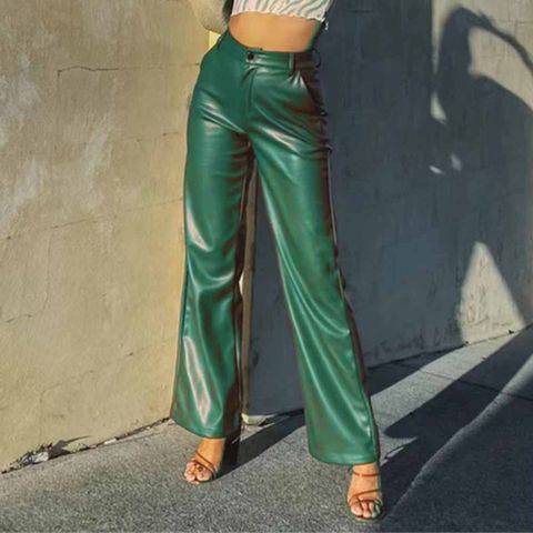 Women's Street Casual Solid Color Full Length Casual Pants