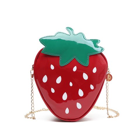 Women's All Seasons Pu Leather Fruit Cute Heart-shaped Zipper Shoulder Bag