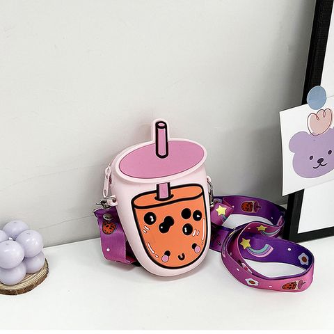 Kid's Silica Gel Fruit Cute Square Zipper Crossbody Bag