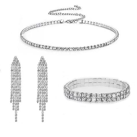 Fashion Geometric Alloy Inlay Rhinestones Women's Bracelets Earrings Necklace