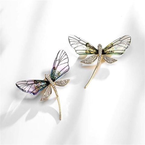 Simple Style Dragonfly Alloy Plating Inlay Acrylic Rhinestones Women's Brooches