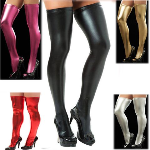 Women's Simple Style Solid Color Leather Polyacrylonitrile Fiber Over The Knee Socks A Pair