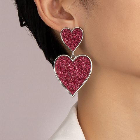 1 Pair Vintage Style Heart Shape Alloy Drop Earrings