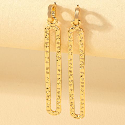 1 Pair Simple Style Solid Color Rectangle Plating Alloy 14k Gold Plated Drop Earrings