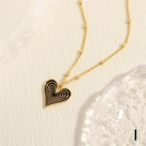 Simple Style Heart Shape Copper Enamel Plating 18k Gold Plated Pendant Necklace