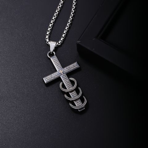 Hip-hop Vintage Style Cross Stainless Steel Alloy Plating Men's Pendant Necklace