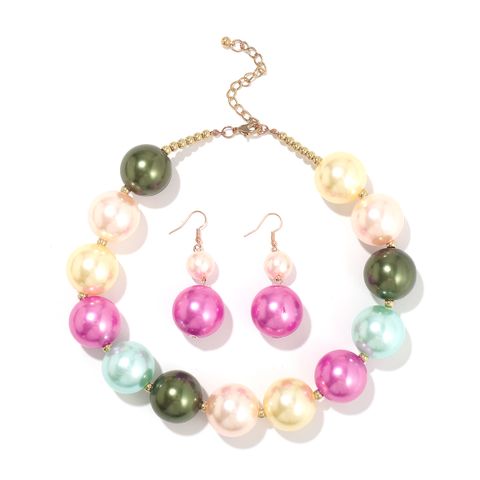 Elegant Luxurious Simple Style Round Imitation Pearl Women's Earrings Necklace