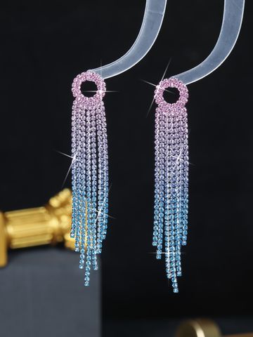 1 Pair Vintage Style Solid Color Plating Hollow Out Inlay Alloy Rhinestones Drop Earrings