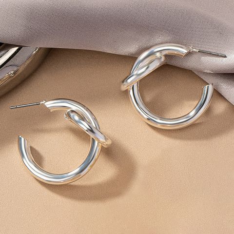 1 Pair Classic Style Circle Solid Color Plating Ferroalloy 14k Gold Plated Silver Plated Ear Studs