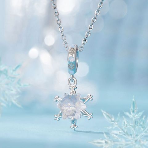 Casual Snowflake Sterling Silver Inlay Glass Jewelry Accessories