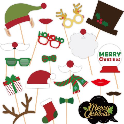 Christmas Cartoon Style Cute Exaggerated Christmas Hat Santa Claus Christmas Socks Paper Family Gathering Party Festival Photography Props