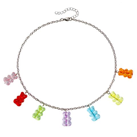 Cute Bear Alloy Beaded Plating Necklace
