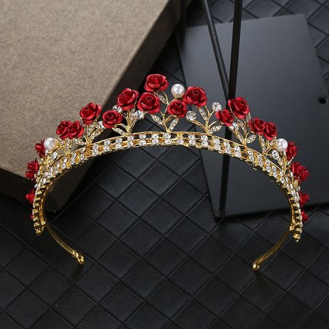Elegant Crown Metal Plating Inlay Rhinestones Crown