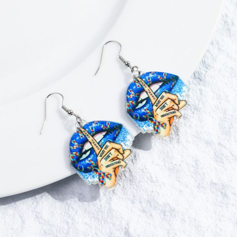 1 Pair Classic Style Butterfly Printing Arylic Drop Earrings