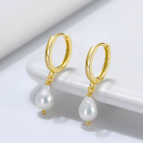 1 Pair Baroque Style Sweet Geometric Color Block Handmade Polishing Plating Freshwater Pearl 14k Gold Plated White Gold Plated Silver Plated Drop Earrings