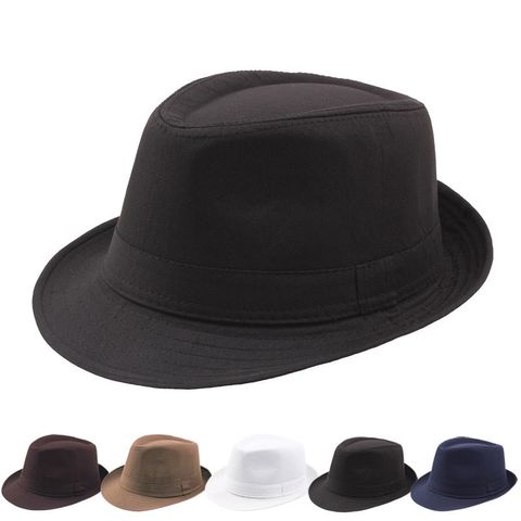 Unisex Basic Simple Style Solid Color Crimping Fedora Hat