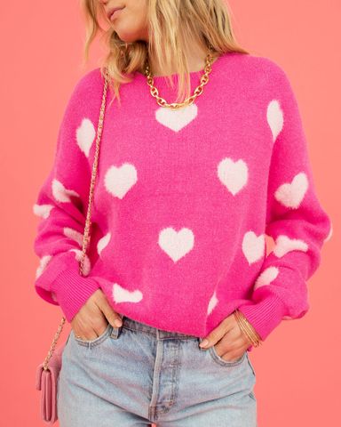 Women's Sweater Long Sleeve Sweaters & Cardigans Jacquard Streetwear Heart Shape
