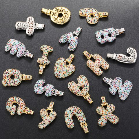 Hip-hop Letter Copper Plating Inlay Zircon 18k Gold Plated Charms