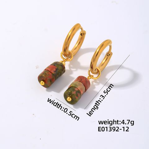 1 Pair Simple Style Classic Style Geometric Irregular 304 Stainless Steel Natural Stone Copper Drop Earrings