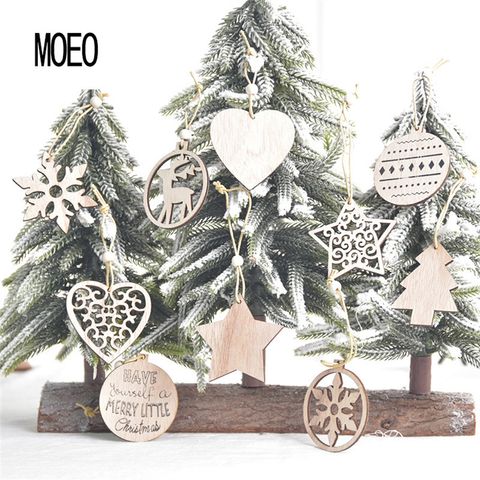 Christmas Pastoral Christmas Tree Angel Star Solid Wood Party Street Hanging Ornaments Ornaments