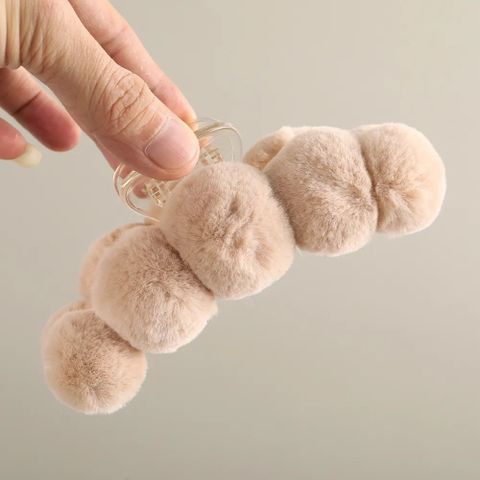 Cute Solid Color Plush Hair Claws