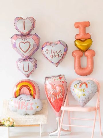 Hochzeitssaison Valentinstag Cartoon-stil Süss Herzform Aluminiumfolie Innen Gruppe Luftballons