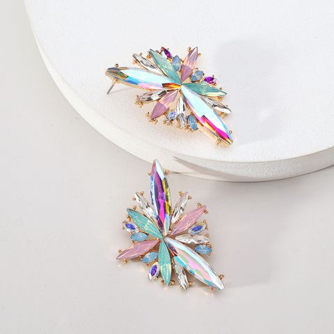 1 Pair Glam Geometric Wings Plating Inlay Alloy Zinc Alloy Glass Ear Studs
