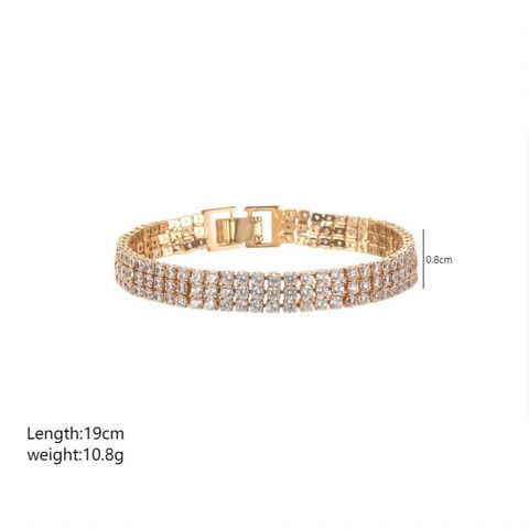 Simple Style Shiny Round Solid Color Copper Plating Inlay Zircon 18k Gold Plated Bracelets