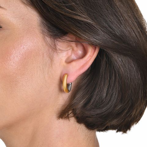 1 Pair Simple Style Cool Style Color Block Plating 304 Stainless Steel Hoop Earrings