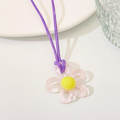 Modern Style Sweet Flower Arylic Wholesale Pendant Necklace