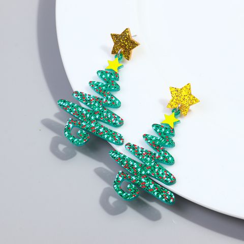 1 Pair Cute Sweet Christmas Tree Arylic Drop Earrings