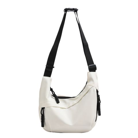 Unisex Canvas Solid Color Basic Dumpling Shape Zipper Shoulder Bag Crossbody Bag