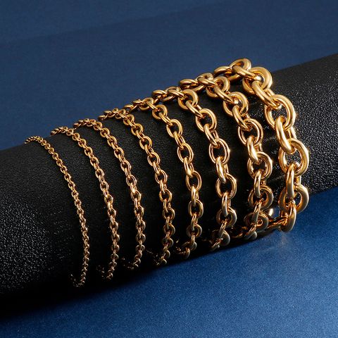 Hip-Hop Retro Solid Color Titanium Steel Plating Chain 18K Gold Plated Unisex Bracelets