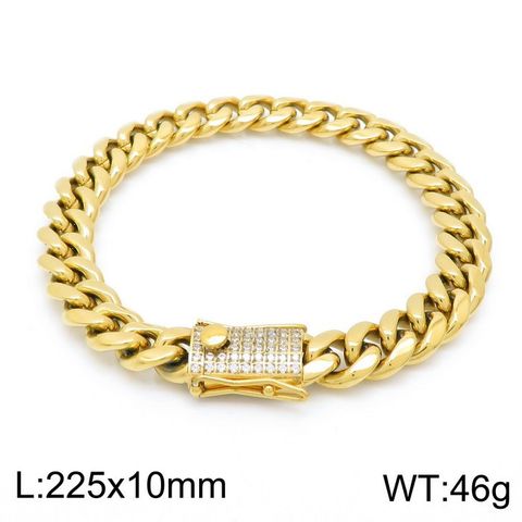Simple Style Geometric Solid Color Titanium Steel Plating Chain 18K Gold Plated Men's Jewelry Set