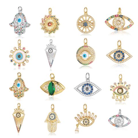 Streetwear Eye Copper Plating Inlay Zircon 18k Gold Plated Charms Jewelry Accessories