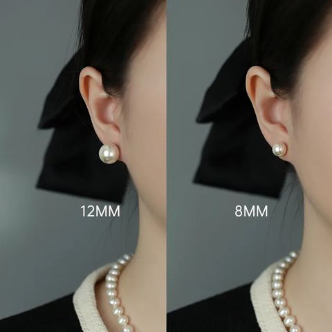 Simple Style Flower Fish Tail Glass Inlay Pearl Zircon Women's Ear Studs 1 Pair