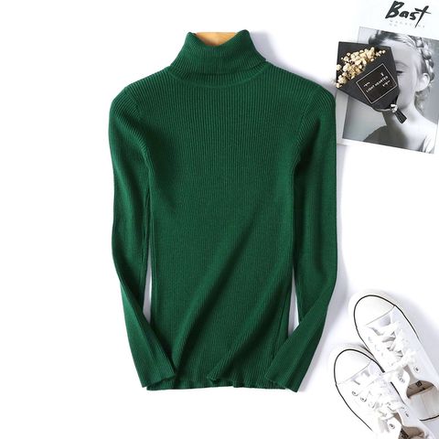 Women's Knitwear Long Sleeve Sweaters & Cardigans Rib-knit Simple Style Solid Color