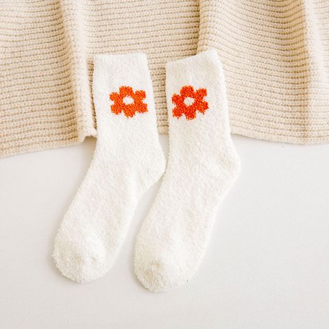 Women's Cute Sweet Flower Polyester Jacquard Crew Socks A Pair