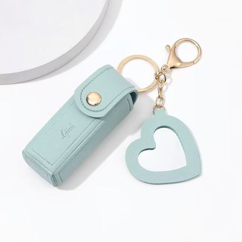 Retro Heart Shape Pu Leather Keychain