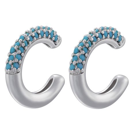 1 Pair Elegant Luxurious Shiny C Shape Plating Inlay Copper Zircon 18k Gold Plated Ear Cuffs