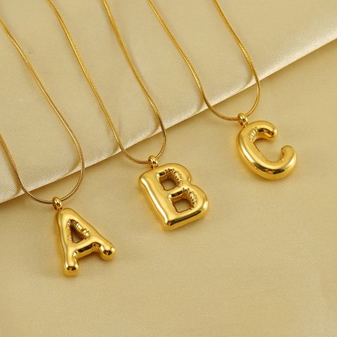 Stainless Steel 18K Gold Plated Casual Classic Style Polishing Plating Letter Titanium Steel Pendant Necklace
