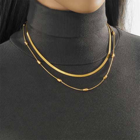 Titanium Steel 18K Gold Plated Vintage Style Plating Solid Color Necklace