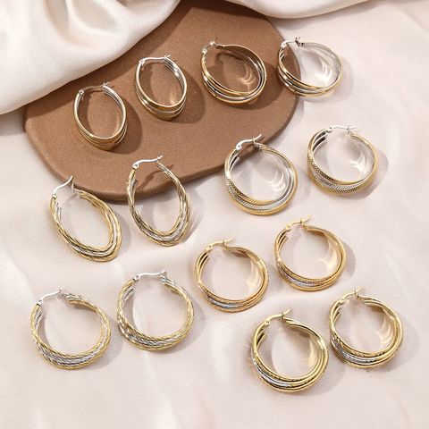 1 Pair Vintage Style Simple Style Irregular Circle Plating Stainless Steel 18K Gold Plated Earrings