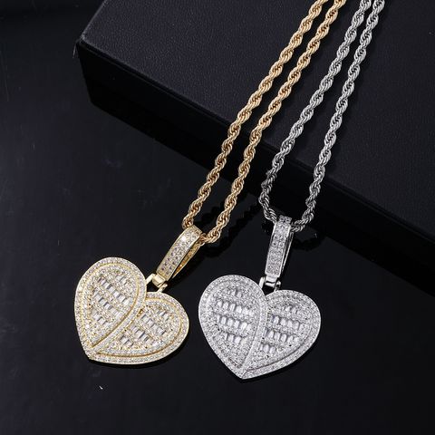 Simple Style Classic Style Solid Color Stainless Steel Copper Plating Inlay Zircon White Gold Plated Gold Plated Men's Pendant Necklace