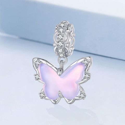 Casual Butterfly Sterling Silver Inlay Glass Zircon Jewelry Accessories
