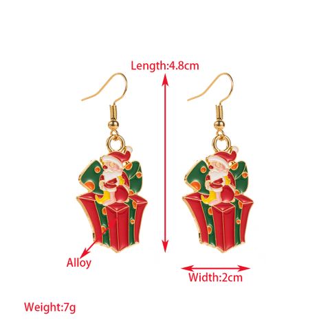 1 Pair Elegant Glam Christmas Christmas Tree Santa Claus Snowman Enamel Alloy Gold Plated Drop Earrings