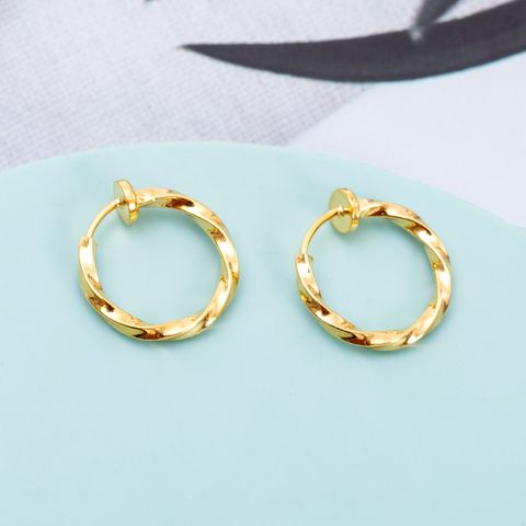 1 Pair Simple Style Solid Color Asymmetrical Plating Copper Gold Plated Earrings