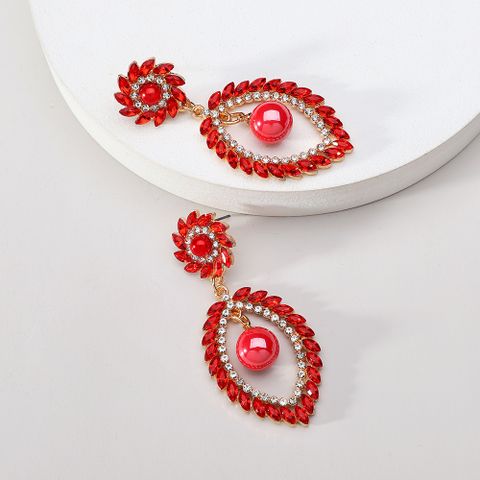 1 Pair Elegant Ethnic Style Color Block Inlay Zinc Alloy Rhinestones Dangling Earrings