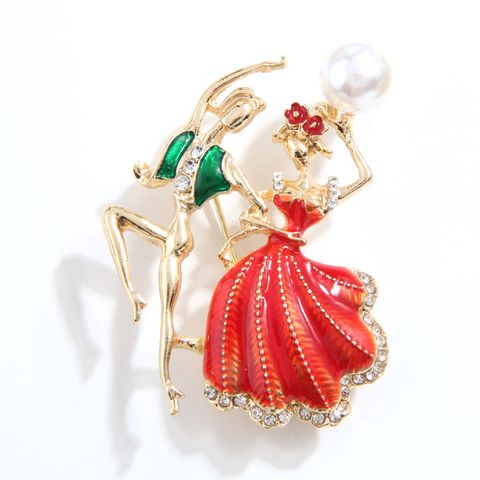 Simple Style Christmas Tree Alloy Inlay Rhinestones Pearl Women's Brooches 1 Piece